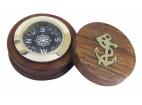 Kompas průměr 7,5 cm v dřevěné krabičce