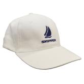 Kapitánská čepice bílá SKIPPER- kšiltovka z broušené balvny, 100% bavlna