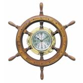 Lodní nástěnné hodiny dřevěné kormidlo 60/22 cm